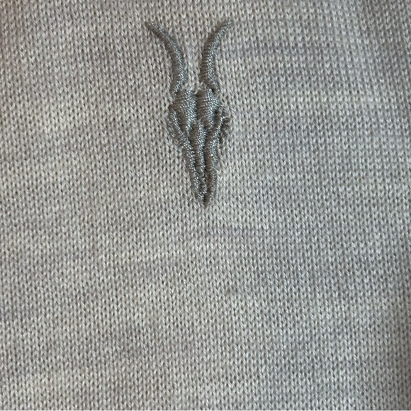 All Saints Merino Gray Zip-Up Ramskull Hoodie Sweater with Ribbed Cuffs M - Picture 5 of 16